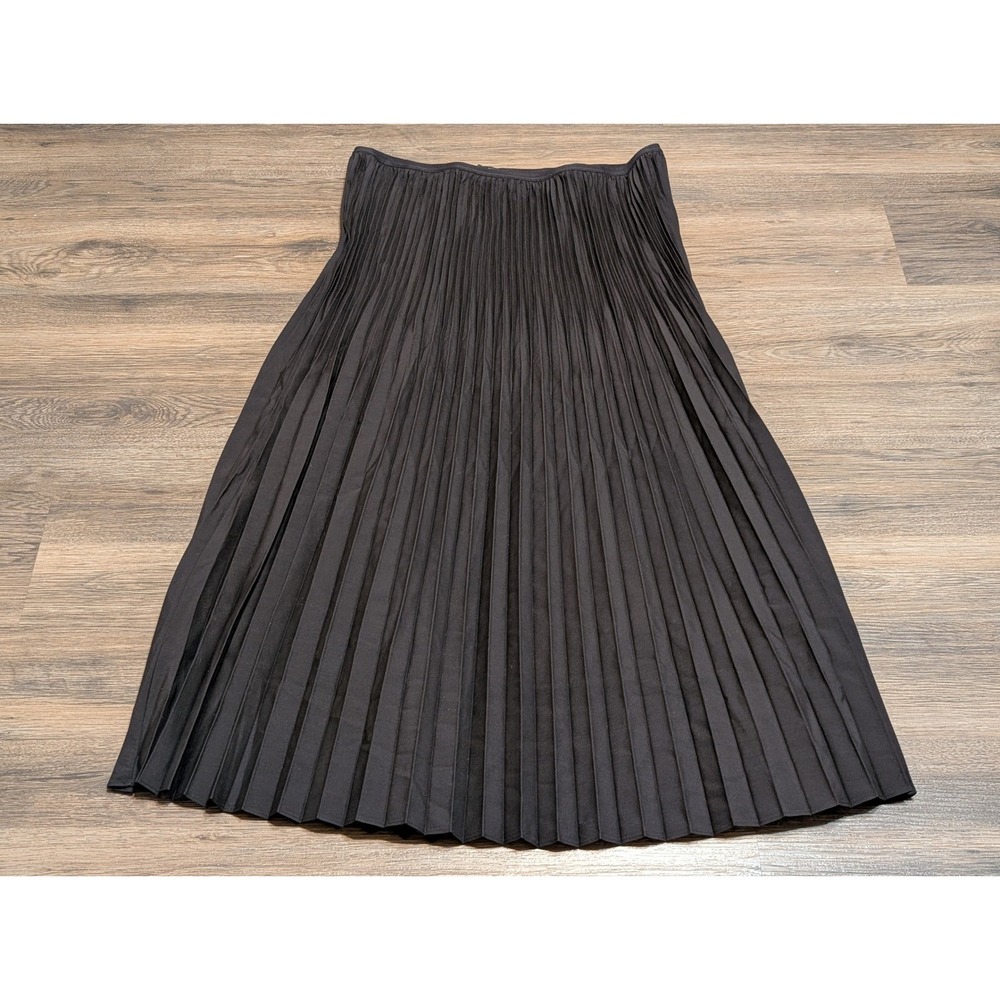 NWT Eileen Fisher Black Woven Wool Silk A-Line Skirt Size XL